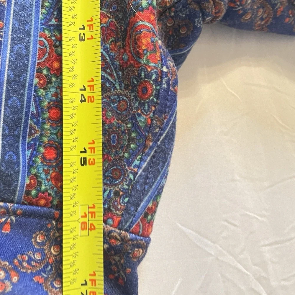 Angelbells Paisley Floral Zip Up Hoodie Kids XXL Blue Sherpa Lined Sweatshirt